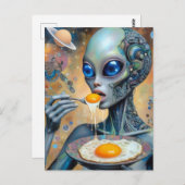 ファンキーエイリアン食べの卵のラニー・ヨルクとのフライ ポストカード (正面/裏面)