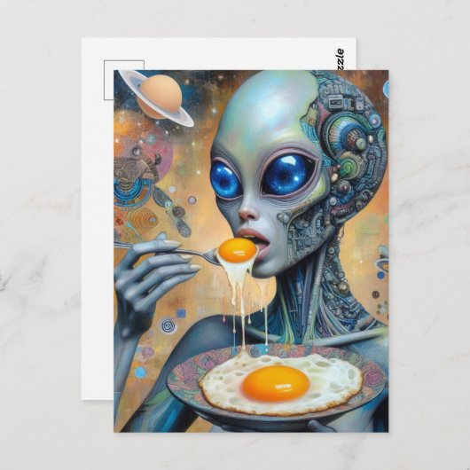 ファンキーエイリアン食べの卵のラニー・ヨルクとのフライ ポストカード (正面/裏面)