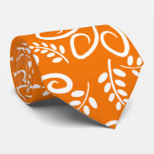 ファンキーオレンの花と葉タイ ネクタイ (ロール)