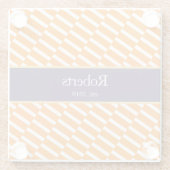 ファンキーオレンジの個性的なパターンが特徴のモダンなファミリーネームプレート (ご家族の名字&西暦年 ガラスコースター (裏面)