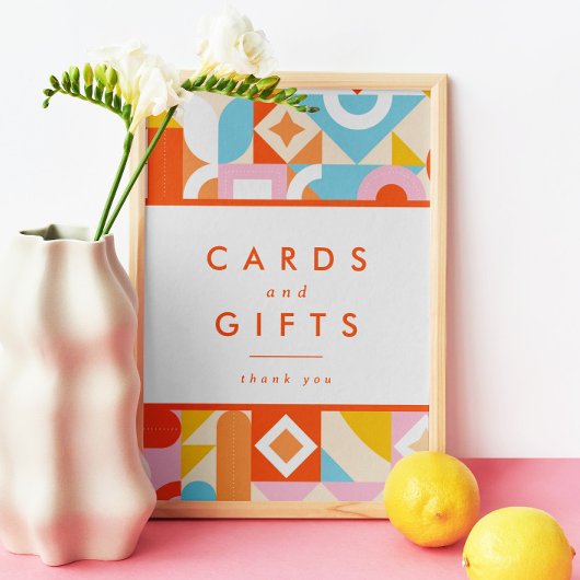 ファンキーオレンジモダン色の赤ちゃんシャワーカード&ギフトサイン フォトプリント           