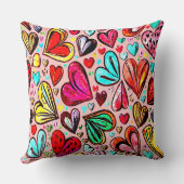 ファンキーカラフルハート模様 クッション (裏面)