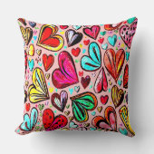 ファンキーカラフルハート模様 クッション (正面)