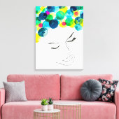 ファンキーカラフルヘアガール水彩 キャンバスプリント (インサイチュ (リビング))