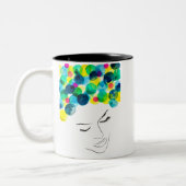 ファンキーカラフルヘアガール水彩 ツートーンマグカップ (左)