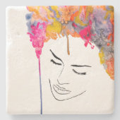 ファンキーカラフルレインボー ストーンコースター (正面)