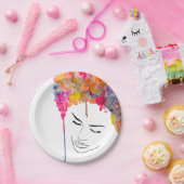 ファンキーカラフルレインボー ペーパープレート (パーティー)