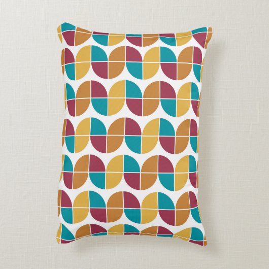 ファンキーカラフルレトロヴィンテージ幾何学模様 アクセントクッション (裏面(縦))