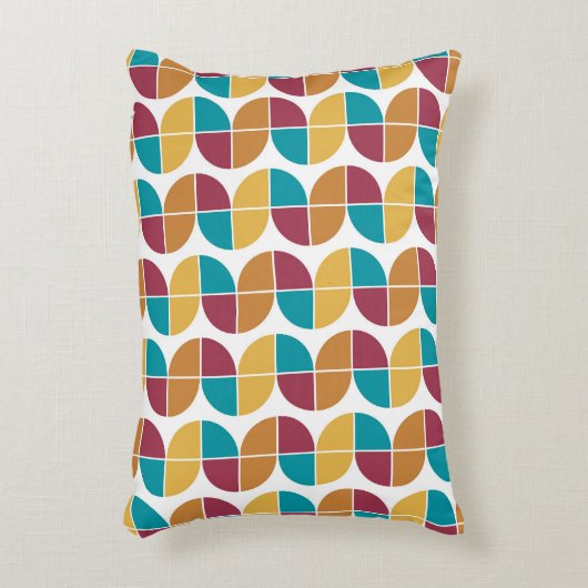 ファンキーカラフルレトロヴィンテージ幾何学模様 アクセントクッション (正面(垂直))