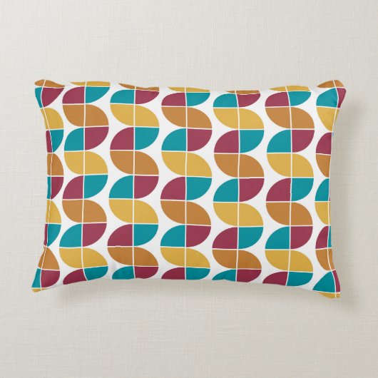 ファンキーカラフルレトロヴィンテージ幾何学模様 アクセントクッション (裏面)