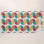 ファンキーカラフルレトロヴィンテージ幾何学模様 ビーチタオル (正面)