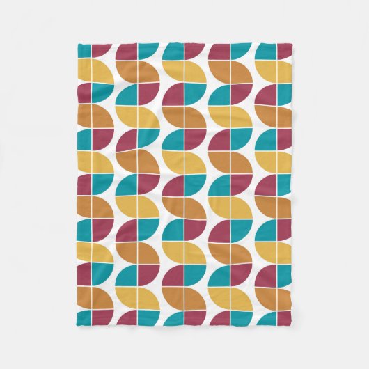 ファンキーカラフルレトロヴィンテージ幾何学模様 フリースブランケット (正面)