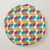 ファンキーカラフルレトロヴィンテージ幾何学模様 ラウンドクッション (裏面)