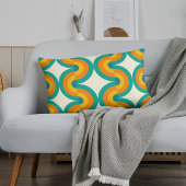 ファンキーカラフルレトロ半円アートパターン ランバークッション