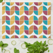 ファンキーカラフルレトロ70sヴィンテージ幾何学模様 キッチンタオル (折り畳み)