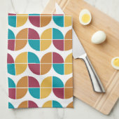 ファンキーカラフルレトロ70sヴィンテージ幾何学模様 キッチンタオル (四つ折り)