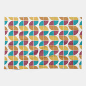 ファンキーカラフルレトロ70sヴィンテージ幾何学模様 キッチンタオル (横)
