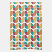 ファンキーカラフルレトロ70sヴィンテージ幾何学模様 キッチンタオル (縦)