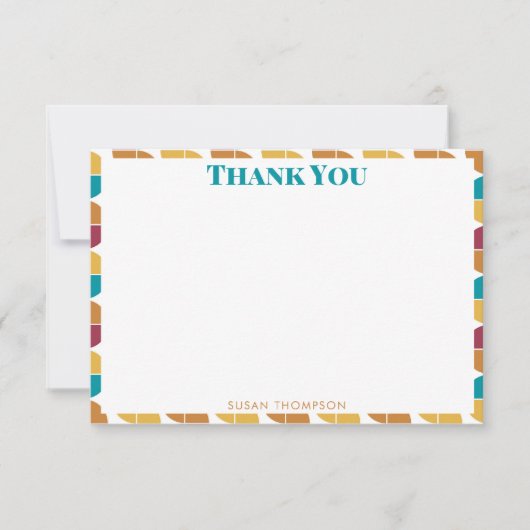 ファンキーカラフルレトロ70sヴィンテージ幾何学模様 サンキューカード (正面)