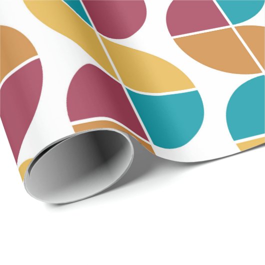 ファンキーカラフルレトロ70sヴィンテージ幾何学模様 ラッピングペーパー (ロールコーナー)