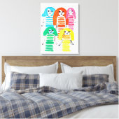 ファンキーカラフル人形の水彩色 キャンバスプリント (インサイチュ (寝室))