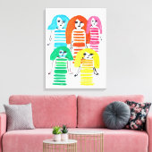 ファンキーカラフル人形の水彩色 キャンバスプリント (インサイチュ (リビング))