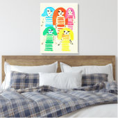 ファンキーカラフル人形の水彩色 キャンバスプリント (インサイチュ (寝室))