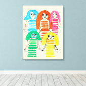 ファンキーカラフル人形の水彩色 キャンバスプリント (インサイチュ (ウッドフロア))