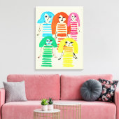 ファンキーカラフル人形の水彩色 キャンバスプリント (インサイチュ (リビング))