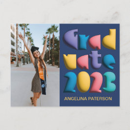 ファンキーカラフル気球書道パーティー インビテーションポストカード