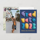 ファンキーカラフル気球書道パーティー インビテーションポストカード (正面/裏面)