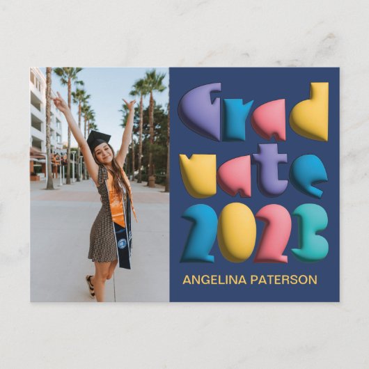 ファンキーカラフル気球書道パーティー インビテーションポストカード (正面)