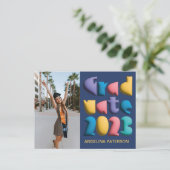 ファンキーカラフル気球書道パーティー インビテーションポストカード (スタンド正面)