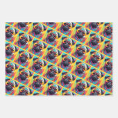 ファンキーカラフル犬 ラッピングペーパーシート (正面)