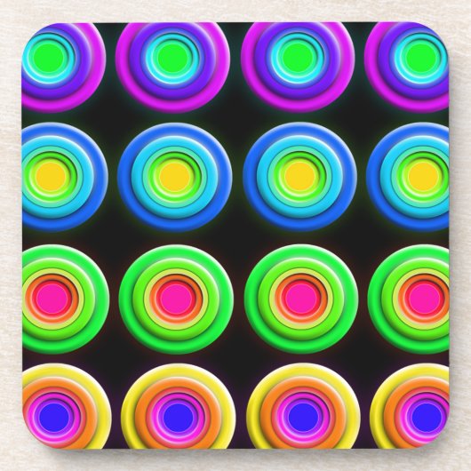 ファンキーカラフル3D円 コースター (正面)