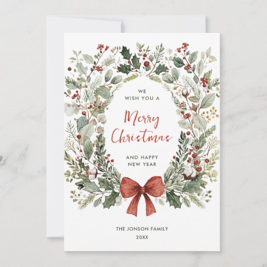 ファンキーカントリー レトロ ボホ クリスマスリース シーズンカード (正面)