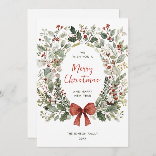 ファンキーカントリー レトロ ボホ クリスマスリース シーズンカード (正面/裏面)