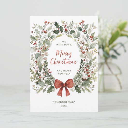 ファンキーカントリー レトロ ボホ クリスマスリース シーズンカード (スタンド正面)