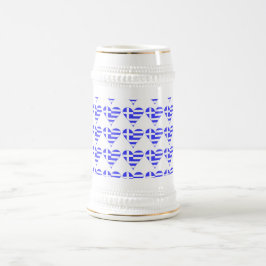 ファンキーギリシャ旗ハートタイルド ビールジョッキ