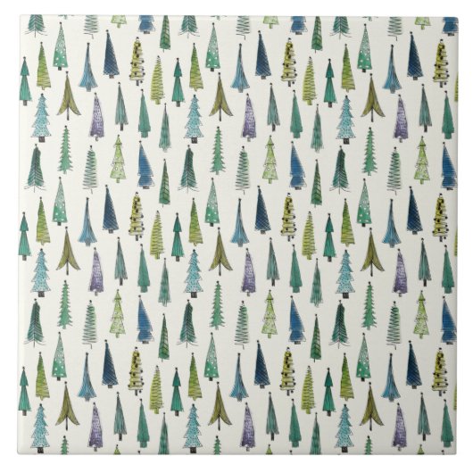 ファンキークリスマスの木(図解入りの、写真付きのかわいい芸術) タイル (正面)