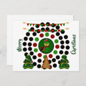 ファンキークリスマスツリーフクロウ水玉模様 シーズンポストカード (正面/裏面)