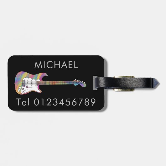 ファンキーサイケデリックエレキギターパーソナライズされた ラゲッジタグ (裏面横)