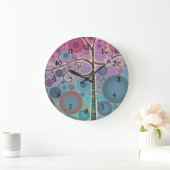 ファンキースカラフルクロールの木の円がアートをポップ・アートの表す ラージ壁時計 (ホーム)