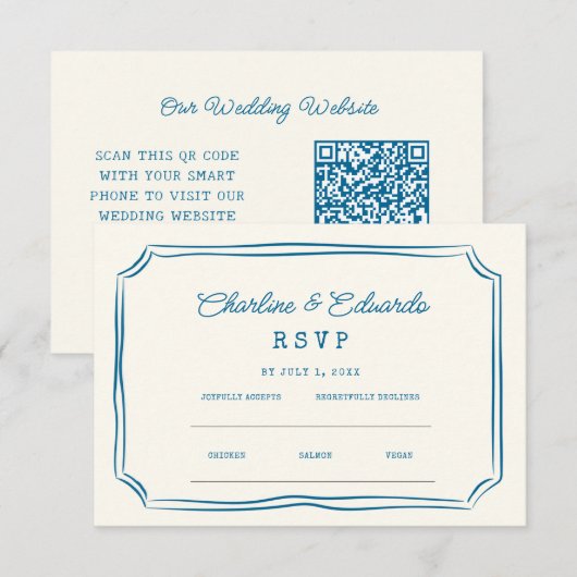 ファンキースケッチハンドワ結婚リのウェブサイト | RSVP QR エンクロージャーカード (正面/裏面)