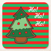 ファンキーストライプとクリスマスツリー スクエアペーパーコースター (正面)