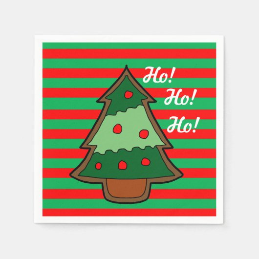 ファンキーストライプとクリスマスツリー スタンダードカクテルナプキン (正面)