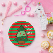 ファンキーストライプとクリスマスツリー ペーパープレート (パーティー)