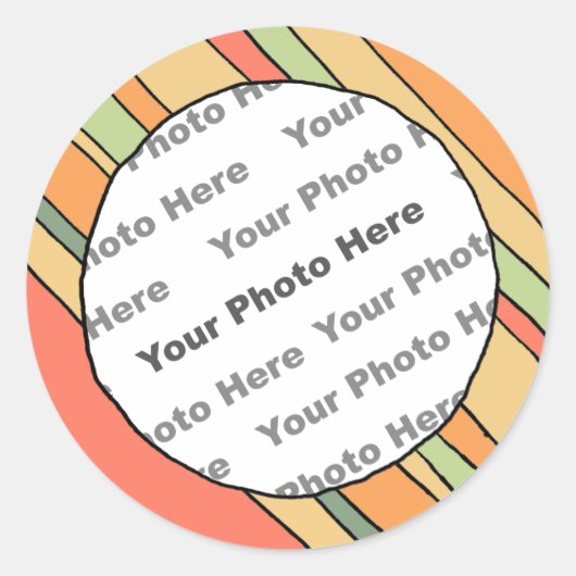 ファンキーストライプカスタム写真シール ラウンドシール (正面)