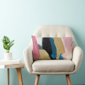 ファンキーストライプティール(緑がかった色)ピンク金ゴールドブラックグレー ランバークッション (椅子)