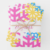 ファンキースノカラフルフレーク&名前をカスタムするウィンターヴィーブ ラッピングペーパーシート (インサイチュ)